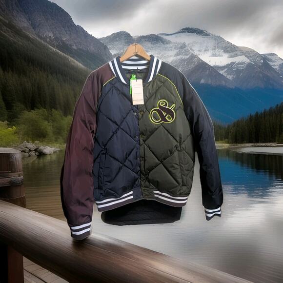 Scotch & Soda Other - Scotch & Soda Quilted Jacket Water Repellent Inky Blue Green Varsity Style Med.